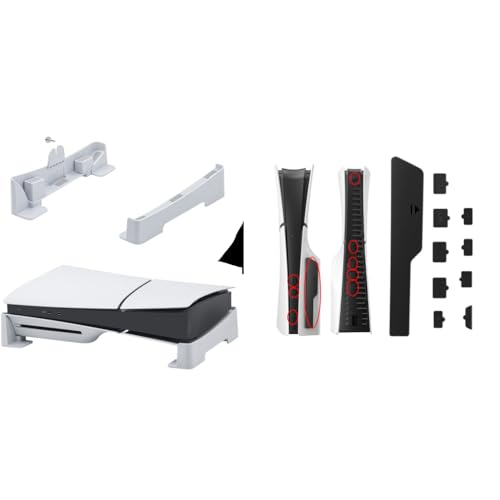 ZORBES® Desk Stand & 9Pcs Dust Plug Kit for PS5 Slim/Pro Console, Anti-Slip Horizontal Base, Silicone Dustproof Plug Protector, Game Accessories Combo for PlayStation 5 Digital/Ultra-HD