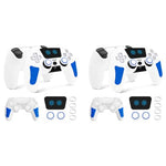ZORBES® PS5 Controller Case Silicone Protective for Dual Sense with 2 Thumb Grip Caps Touchpad Sticker White Blue 2PCS