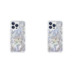 ZORBES® Case for iPhone 16 Pro Max Glittering Silver Butterfly Graphic Soft Slim Shockproof TPU Protection Back Cover for Women Girls 2PCS