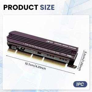 Verilux NVMe PCIe 4.0 Adapter for M.2 SSDs up to 4TB with Aluminum Heat Sink | PCIe X4 Slot Expansion