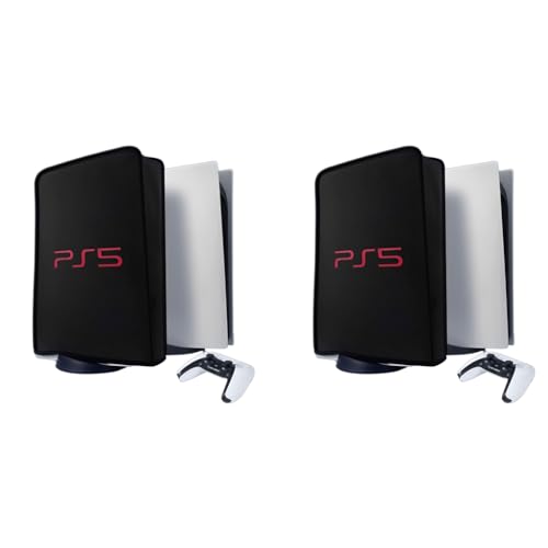 ZORBES® Dust Cover for Sony PS5 Console Dust Proof Protective Case Anti Scratch Waterproof for PlayStation 5 Game Sleeve Accessories Digital Edition and Disc Edition Black 2 PCS