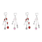 ZORBES® Aesthetic Y2K Cute Keychain Charms Keychain Accessories Beaded Acrylic Sweet Strawberry Charm for Keychain, Car Keys, Backpack, Handbag, Gift for Besties, Sisters 2 PCS