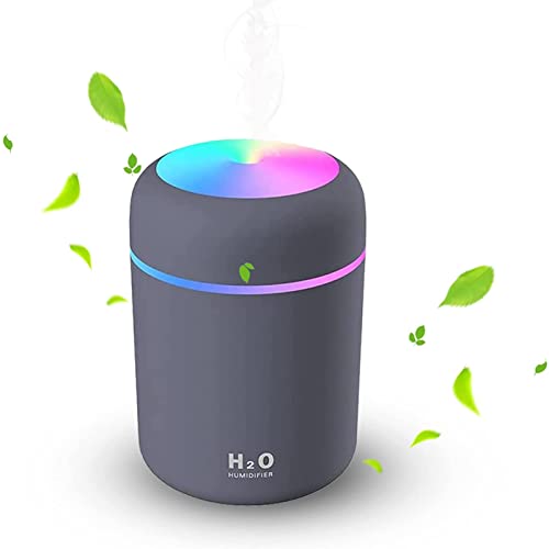 Verilux® Mini Humidifiers with LED Night Light, USB 300ml Mist Humidifiers for Car Office Room Bedroom, 26db Quiet Ultrasonic Humidifiers, Portable Diffuser