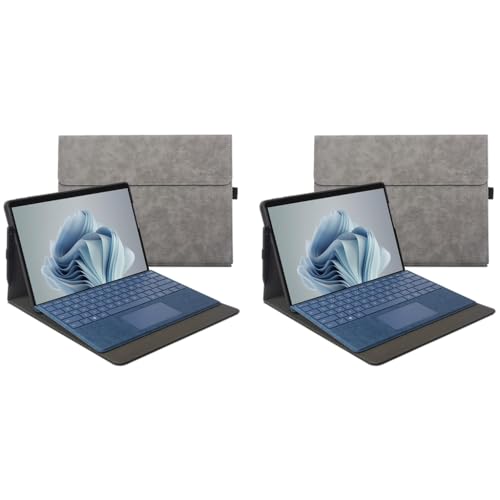 ZORBES® Laptop Case for Surface Pro 9 10 11 13 inch Anti-Scratch Protective Solid Color TPU with Pen Holder Not Include Keyboard Stylus Grey 2 PCS