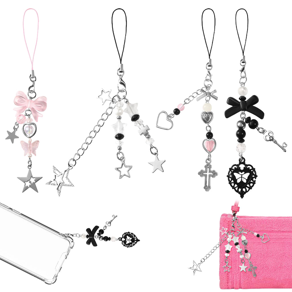 ZORBES® 4Pcs Cute Phone Charms for Girls, Bag Charms Mobile Charms Y2K Charms for Phone Case, Stylishly Sweet Mobile Phone Charms Phone Chain Mobile Accessories Phone Hanging Chain Gift for Girls
