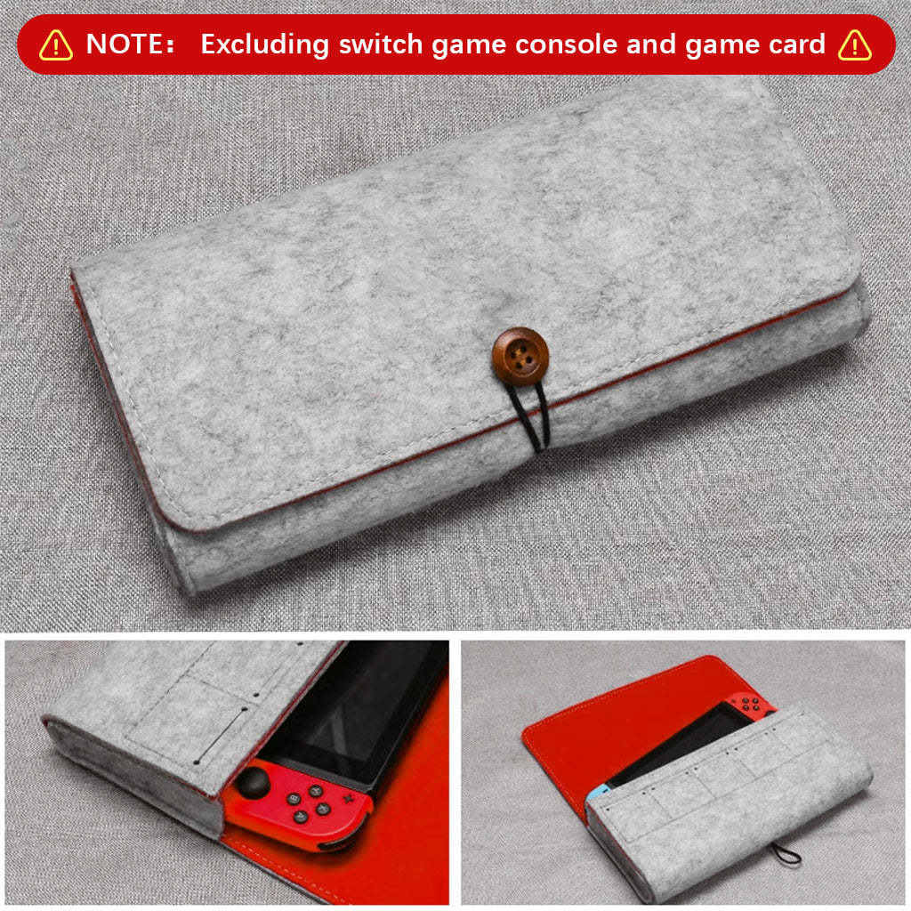 ZORBES® Compatible with Switch Felt Storage Bag with 5 Game Card Slots Carry Bag for Switch Game Console Anti-scratch Protective Travel Accessory Bag for Switch, Grey, 22.5x12x3.5cm