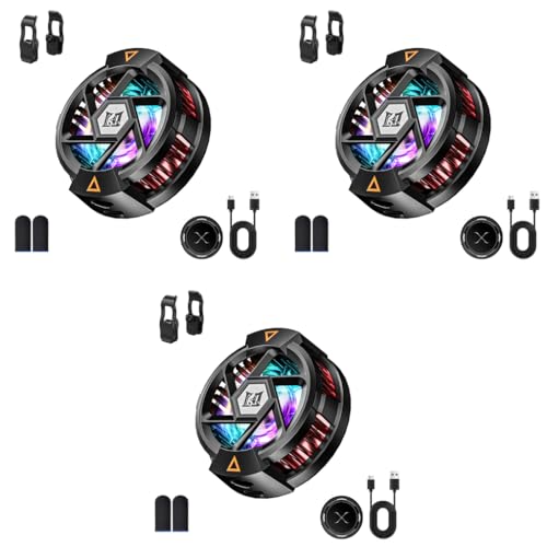 ZORBES® Phone Cooler with Detachable Clips Fan-Based Cooling for Mobile Magnetic RGB Gaming Rapid Cooling for Livestreaming Plug and Go 3PCS