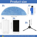 Verilux® 13Pcs Replacement Parts for Ecovacs Deebot Y1 Pro Robot Vacuum Cleaner, Replenishment Kit Replacement Accessories with 4 Mops, 4 Side Brushes, 4 Filters & 1 Cleaning Brush