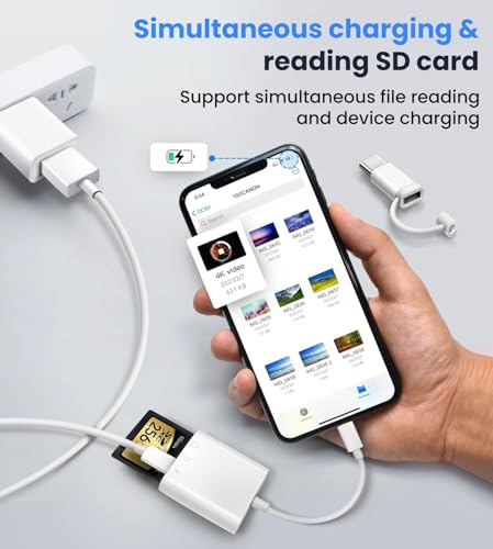 Verilux® SD Card Reader for iPhone iPad with USB C to C Connector 3 in 1 Dual Slot SD TF and USB Port Memory Readers Support Android Camera 2PCS