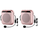 ZORBES® Portable Mini Voice Amplifier 10W 2200mAh Rechargeable PA System Speaker for Teachers Singing Coaches Training Presentation Tour Guide Pink 2 PCS