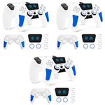 ZORBES® PS5 Controller Case Silicone Protective Cover for Dual Sense with 2 Thumb Grip Caps Touchpad Sticker White Blue 3PCS