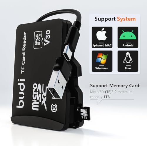 Verilux® USB C Micro SD Memory Card Reader with 8 Slots TF Flip Up Lid Design Storage Case with USB A Adapter Universal for Phone Laptop PC 2PCS