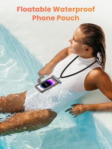 ZORBES® IPX8 Waterproof Mobile Pouch for 7.5'' Phones 30M Underwater Dry Bag with PVC Touchscreen, Secure Lock Seal, Detachable Sling Strap for Swimming, Snorkeling, Beach & Water Sports