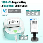 Zeitel® Mini Thermal Printer Pocket Label Printer, Black On White, 20mm/s High Speed USB Cordless Bluetooth Thermal Printer for iOS & Android, with 3 Rolls HD Thermal Print Paper