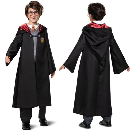 ZORBES® Bata Clásica, Disfraz, Accesorio de Gryffindor de Ha/ry Po/ter de Disguise para Niños, con Gafas, Varita Mágica, Bata, Bufanda, Corbata, Talla Pequeña (5-6) 125-135 cm