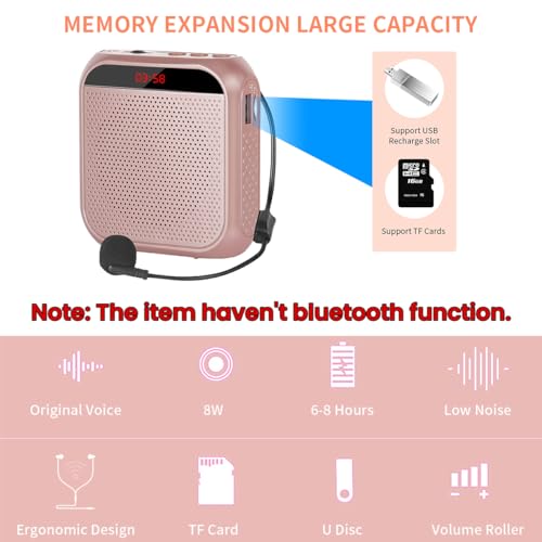 ZORBES® Portable Mini Voice Amplifier 10W 2200mAh Rechargeable PA System Speaker for Teachers Singing Coaches Training Presentation Tour Guide Pink 3 PCS