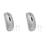 Verilux Wireless Mouse for Laptop with Rechargeable Battery and 3 Connection Modes | Silver 2PCS