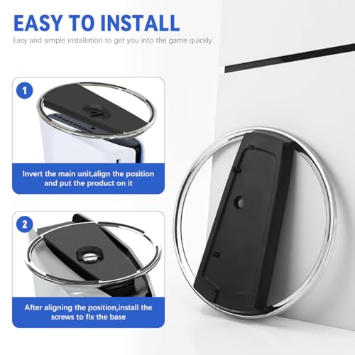 ZORBES® Vertical Stand for PS5/PS5 Slim Consoles Slim PS5 Holder Stand with Metal Ring Base Anti-slip Vertical Stand for PS5/PS5 Slim Consoles