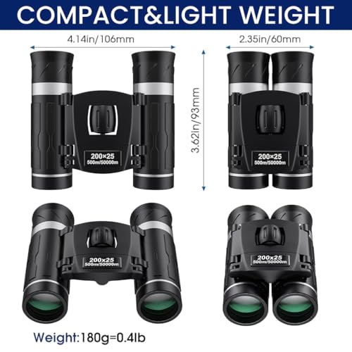 ZORBES® Pocket Binoculars for Adult Kids 200x25 Mini Compact High-Powered Portable for Bird Watching Travel Stargazing Outdoor Activities 3PCS