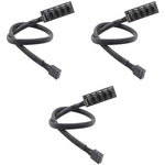 Verilux® PWM Fan Hub Splitter Adapter Sleeved 15.7 Inch PC CPU Cooling 4PIN 3PIN Power Extension Cable for 12V Desktop Computer Cooler Case Fans 1 to 5 Way 3 PCS