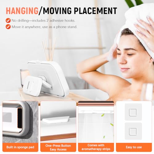 ZORBES® Bathroom Phone Holder for 6.8'' Phone Waterproof Anti-Fog Wall Phone Holder with Ultra Slim TPU Touch Screen 360 ° Rotatable Phone Holder Case No Drill Wall Phone Holder
