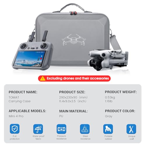 ZORBES® Estuche de transporte para DJI Mini 4 Pro con correa para el hombro y asa Bolsa de accesorios Estuche de almacenamiento para DJI Mini 4 Pro Estuche de viaje para DJI Mini 4 Pro y controlador
