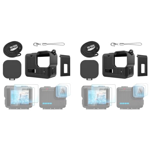 ZORBES® for GoPro Hero 4K Silicone Case Cover Camera Shield HD Tempered Glass Lens Screen Protector Anti-Scratch Accessories Kit 2PCS