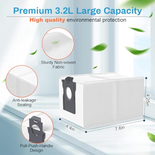 Verilux® 12PCS Dust Collector Bags for Dreame L10s Pro Ultra X30 X40 L40 Vacuum Cleaner Replacement Parts Superior Filtration Large Bag 196x108x139mm