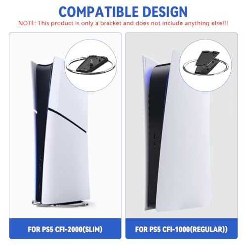 ZORBES® Vertical Stand for PS5/PS5 Slim Consoles Slim PS5 Holder Stand with Metal Ring Base Anti-slip Vertical Stand for PS5/PS5 Slim Consoles