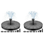 Verilux® Solar Fountain Pump Outdoor Water with 6 Nozzles Max 3.3ft Column for Garden Bird Bath Pond Pool 2PCS