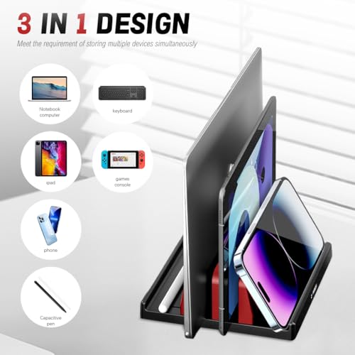 ZORBES® Adjustable Size Vertical Laptop Stand Slot for Desk Foldable Ventilated Riser Gaming DJ Office Use Safe Practical Support Apple Other Laptops 3PCS