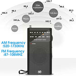 ZORBES® Portable HiFi AM FM Radio for Home Pocket Player Operated with Speaker and 3.5mm Headphone Jack Battery Powered Easy Operation Indoor Outdoor Emergency 2 PCS