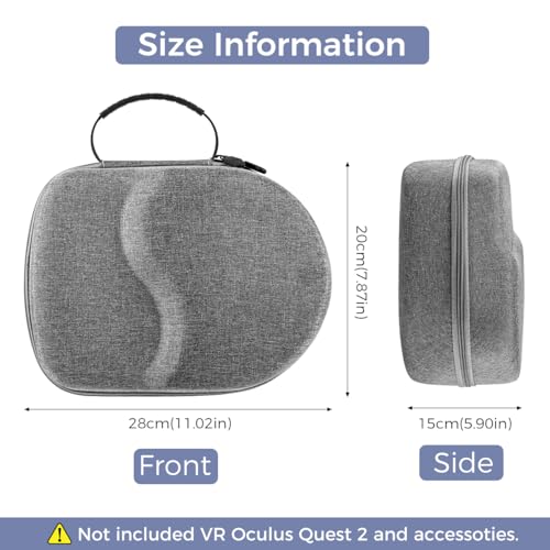 Verilux® Hard Carrying Case for Meta Quest 3/3S/2/Pro/Pico 4/4 Pro VR Headset Accessories Virtual Reality Safe Portable Protection Compatible with Original Official Elite Head Strap 3 PCS