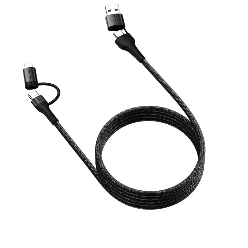 Verilux® PD 60W 4 in 1 Magnetic Type C Cable, 4.92Ft/1.5M Type C To Type C Cable Fast Charging, 480Mbps USB C to USB C Cable Data Sync Nylon Braided for iPhone 16/15, Galaxy S24/S23, MacBook, iPad
