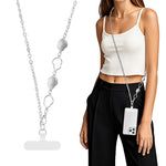 ZORBES® Phone Strap Crossbody Strap 45 inch Over-Shoulder Sling Phone Chain with Lanyard Patch Attachment Chic Charming Metal Link Chain Phone Sling Travel Phone Strap Fashion Cell Phone Accessory