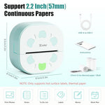 Zeitel® Mini Thermal Printer Pocket Label Printer, Black On White, 20mm/s High Speed USB Cordless Bluetooth Thermal Printer for iOS & Android, with 3 Rolls HD Thermal Print Paper