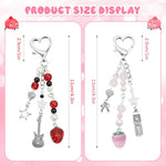 ZORBES® Aesthetic Y2K Cute Keychain Charms Keychain Accessories Beaded Acrylic Sweet Strawberry Charm for Keychain, Car Keys, Backpack, Handbag, Gift for Besties, Sisters 2 PCS