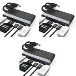 Verilux® 6 in 1 USB Hub Card Reader for iPhone USB 3.0 High Speed Dual Connector with PD Charging Universal for Phone Tablet Flash Drive Memory Stick TF SD Cards 3 PCS