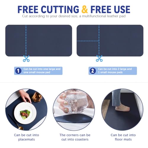 ZORBES® Desk mat, Desk Top Mouse Mat 100x50cm, Double-Sided PU Leather Pad, Fashion Office Desk Pad Waterproof & Non-Slip Office Writing Surface Protector for Laptop, Keyboard, and Mouse