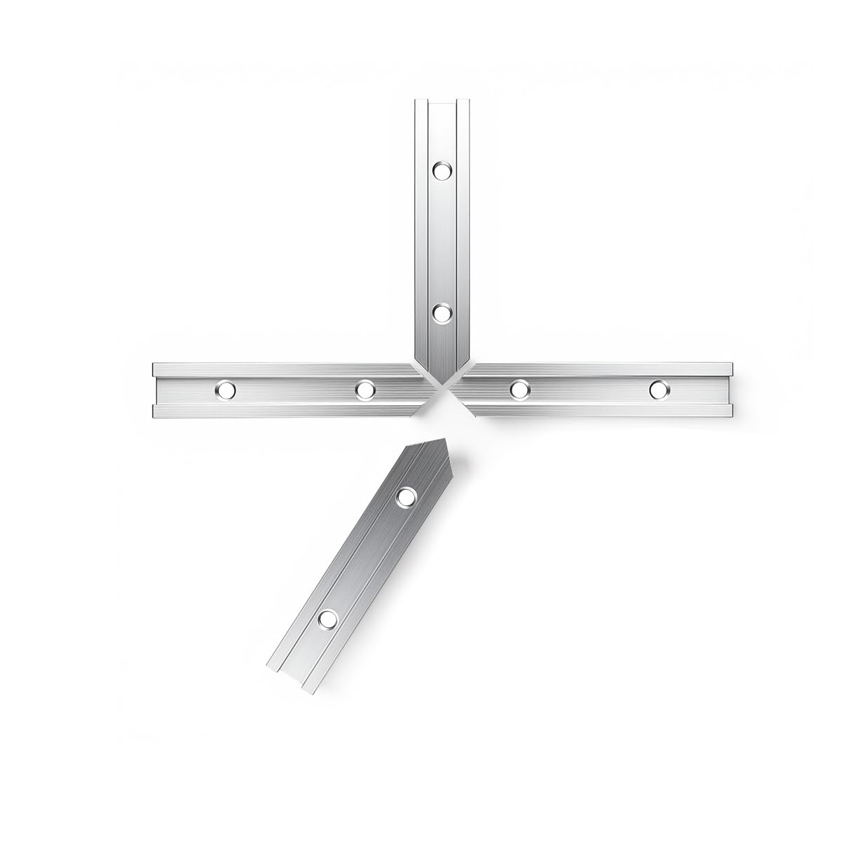 Serplex® 4-Way Aluminum T-Track Cross Connector, Modular T-Slot Joint with Pre-Drilled Holes for Workbench, Shelving, Display Rack & DIY Frame Assembly, 100x30x9.5mm
