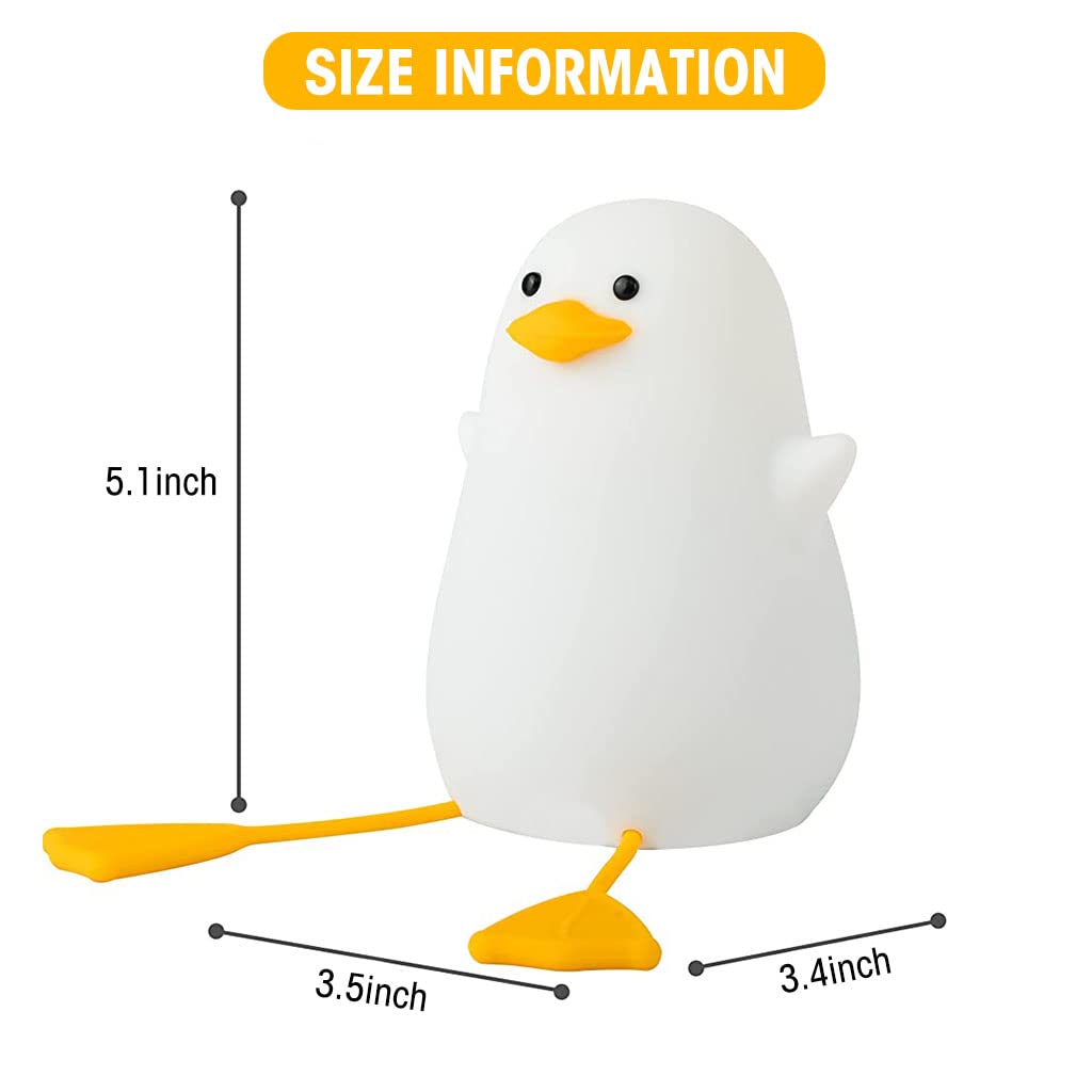 Verilux® Smile Duck Night Lights for Kids Cute Duck Night Light Soft Silione Lamp USB Rechargeable Nursery Night Light for Boys Girls Bedroom
