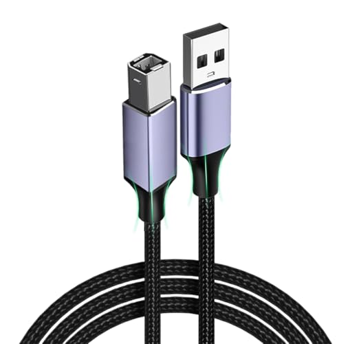 Verilux® 2 in 1 USB Printer Cable, 6.6FT/2M Dual USB A Male to USB B 2.0 Scanner Cable, 480 Mbps Data Transfer Computers for Gold Plated Printer Cable for HP, Canon, Dell, Epson, Lexmark