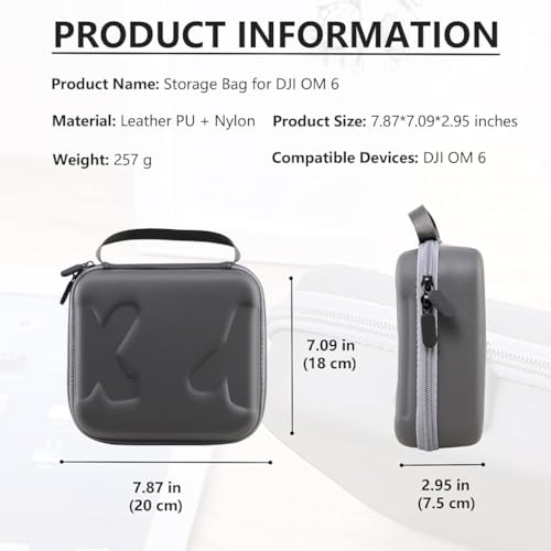 ZORBES® Storage Nylon Bag Osmo Mobile 6 Hard Shell Portable Carrying Case with Shoulder Belt Accessories Travel Grey 2PCS