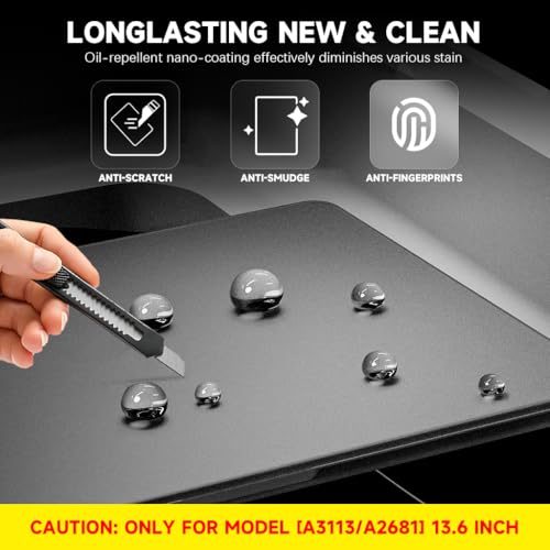 ZORBES® Laptop Cover for MacBook Air 13.6 Inch M4 A3240 M3 A3113 M2 A2681 Matte Anti-fingerprint Hard Shell Case Cover for Apple New Mac Book 13 Inch Case 2025 2024 2022 Release, Anti-slip Pads, Black