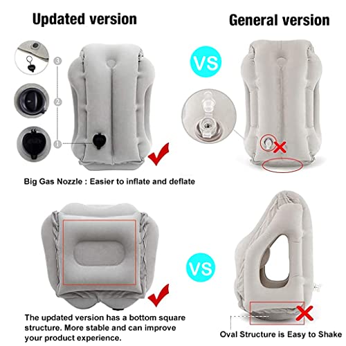 ZORBES® Almohada de viaje inflable, almohada de aire de cuello inflable para dormir, cabeza de soporte, barbilla, cuello y lumbar, evitar el dolor en el cuello y el hombro