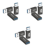 Verilux® USB 3.0 Adapter Kit 3Kinds 5Gbps Data Transfer Female to Male Male to Female Metals Connector for Laptops Hubs Games Console Black 3 PCS
