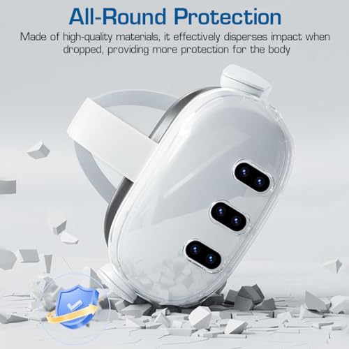 ZORBES® Protective Case for Meta Quest 3 Protective Shell Cover Oculus VR Accessories Lens Tempered Film Joystick Caps No Quest 3 3PCS