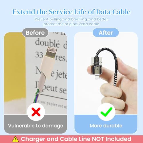 Verilux® Charger Protectors for iPhone 15 14 20W Charger Cover Charging Cable Spring Coil Protector with Simle Face Connector Sleeve for Adapter 3PCS