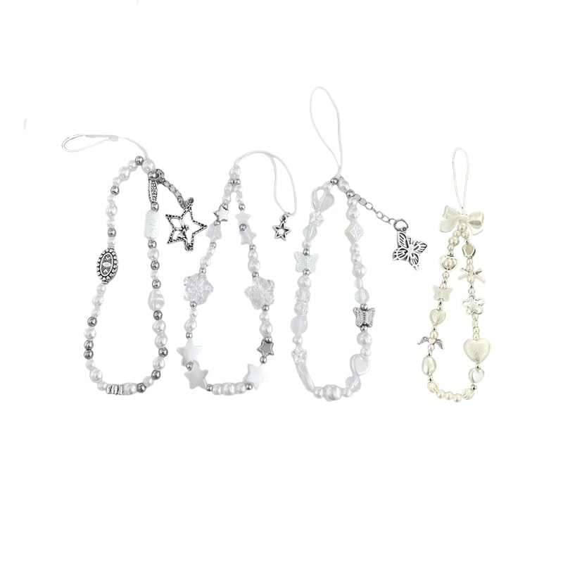 ZORBES® 4Pcs Cell Phone Charms for Girls of Pearl Butterfly Bow Star, Cute Charmes Fashion Mobile Charms for Women Phone Accessories for Girls, Phone Chain Aesthetic Charms Phone & Bag Decoration