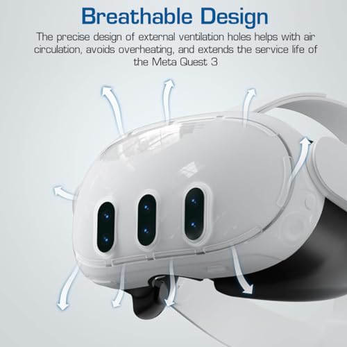 ZORBES® Protective Case for Meta Quest 3 Protective Shell Cover Oculus VR Accessories Lens Tempered Film Joystick Caps No Quest 3 3PCS